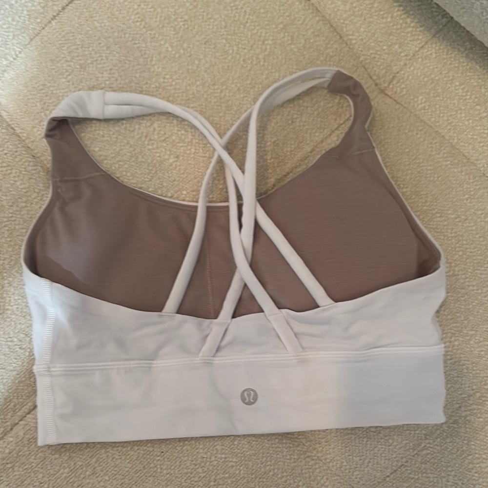 lululemon athletica White and Tan Sports Bra- SIZE 6